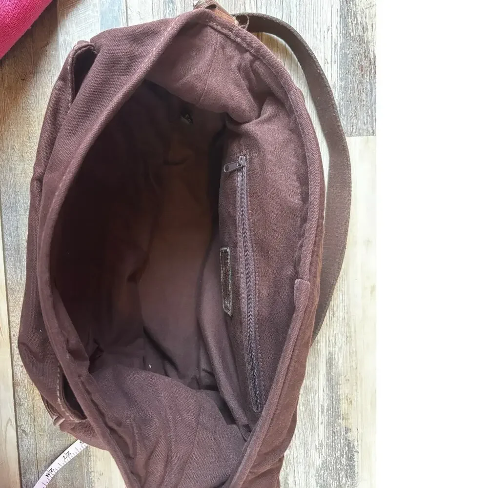 FOSSIL Messenger Bag Cross Body Brown Leather Purse Mens Womens